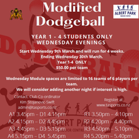 Wednesday Night Mini-Dodgeball
Year 1 - 4